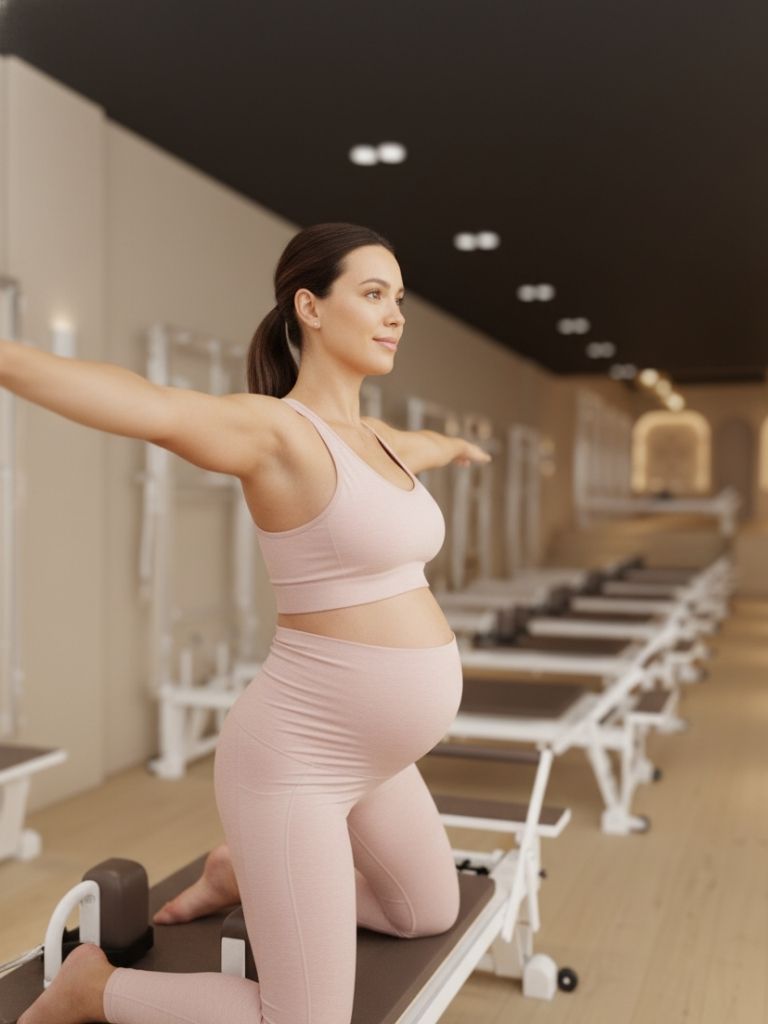 Pregnant woman on reformer
